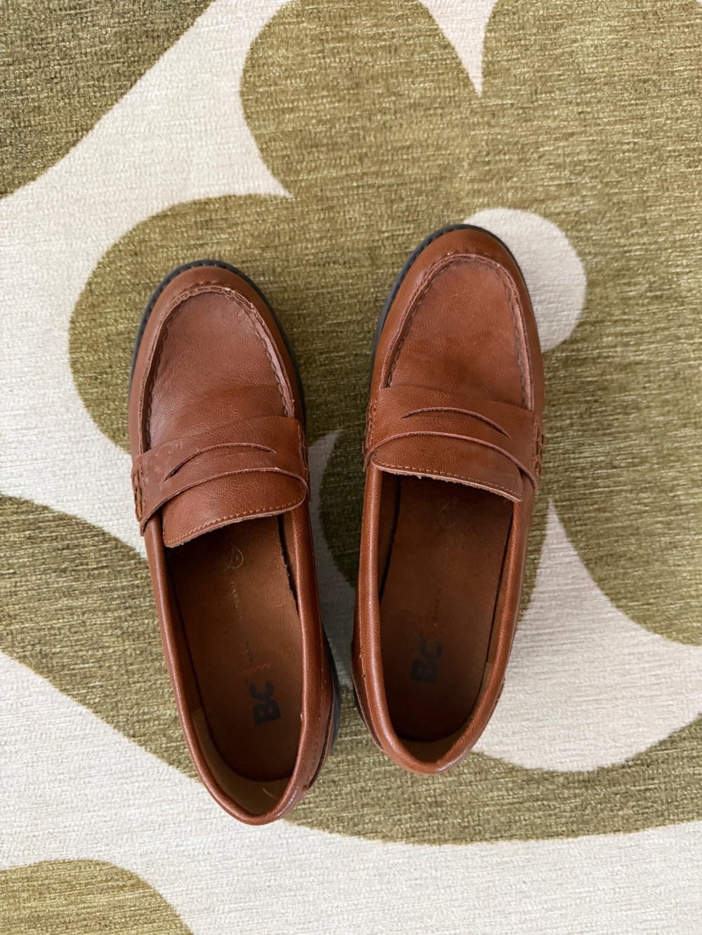 Brown Vegan Leather Penny Loafers